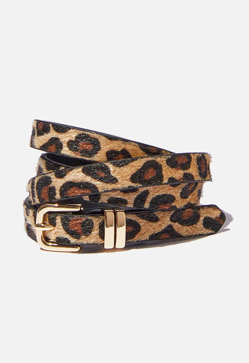Rubi - Stacey Slim Belt - Leopard/Gold
