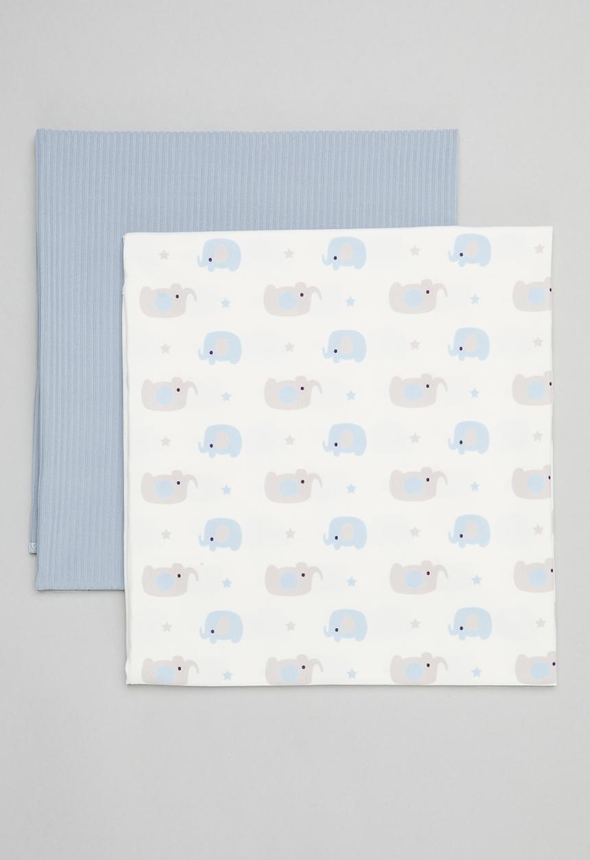 Pop Candy - 2 Pack swaddle set-white & light blue
