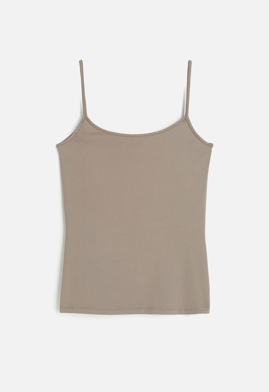 H&M - Microfibre strappy top - dark beige