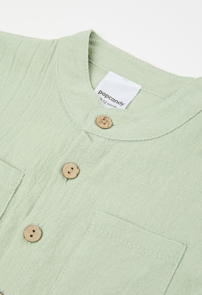 Pop Candy - Button down shirt & short set - sage green