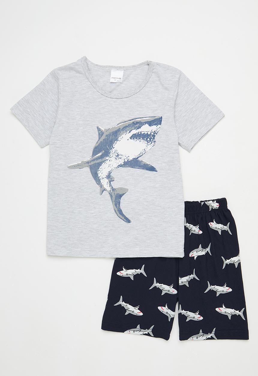 Pop Candy - Printed pj set - grey & navy blue