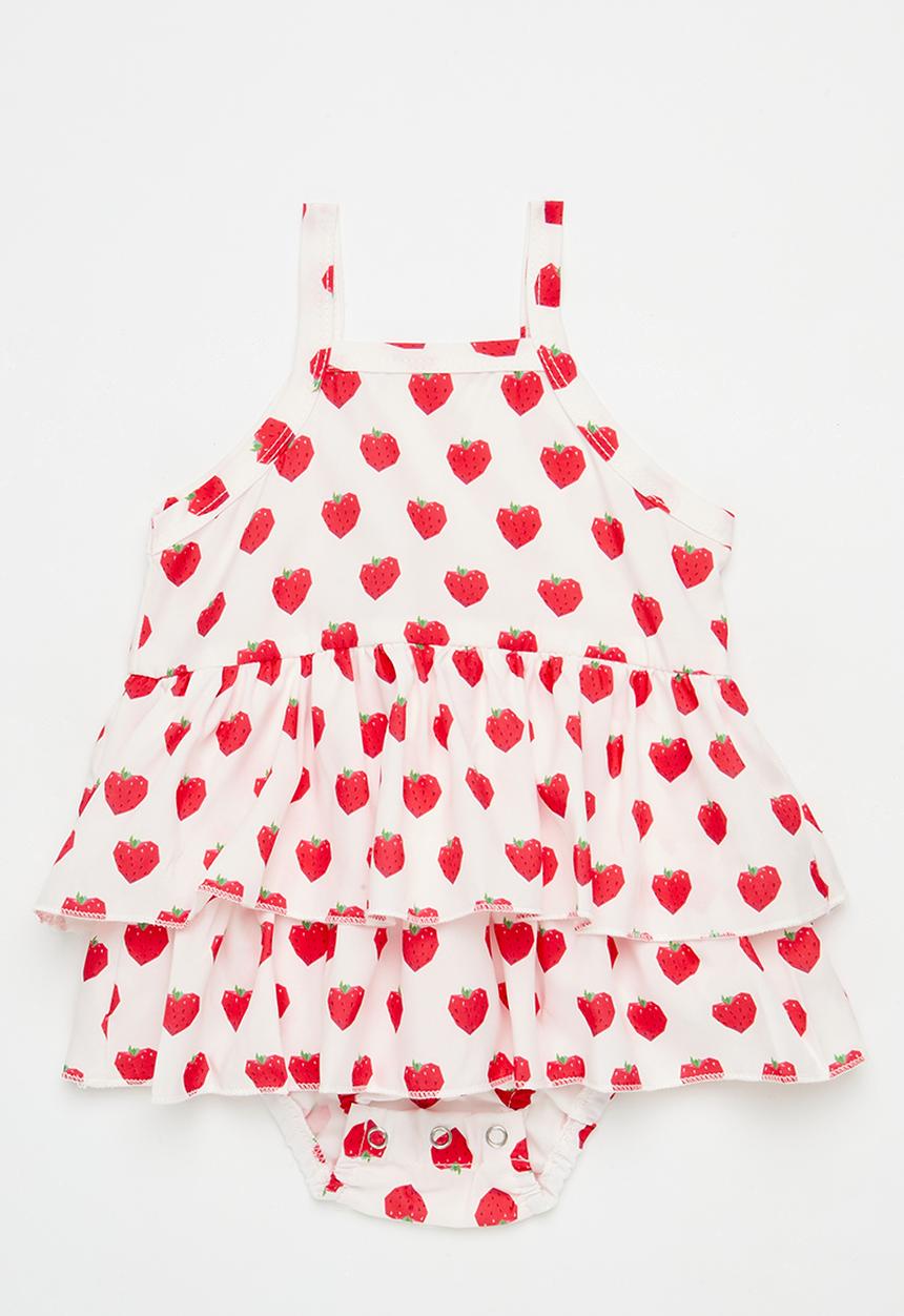 Pop Candy - Printed tiered dress - red & white