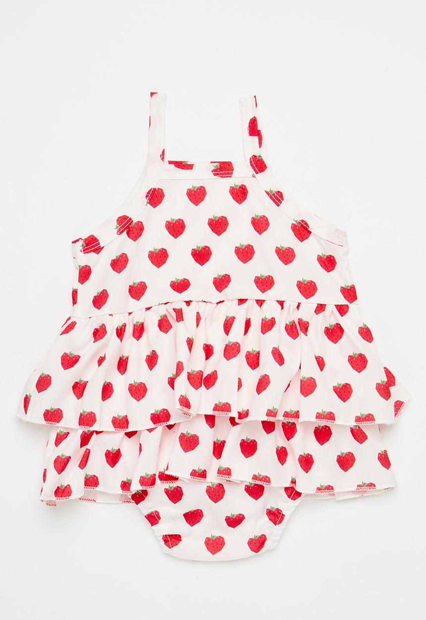 Pop Candy - Printed tiered dress - red & white