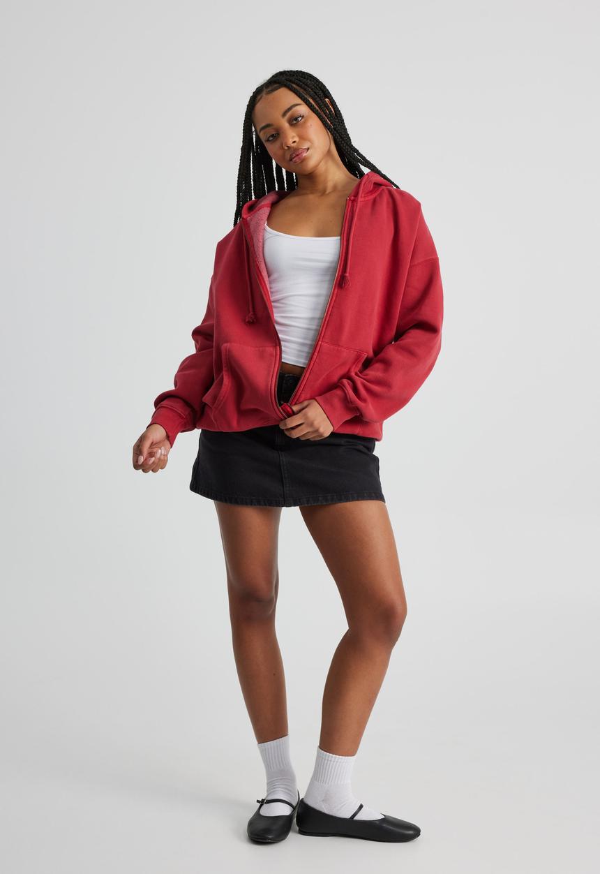 Factorie - Washed Zip Through Hoodie - Washed Scooter