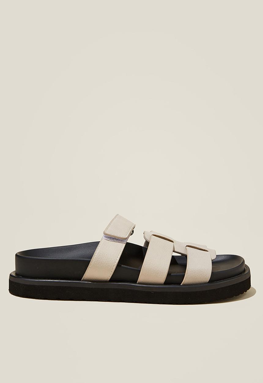 Cotton On - Elidy multi strap slide - stone vegan leather