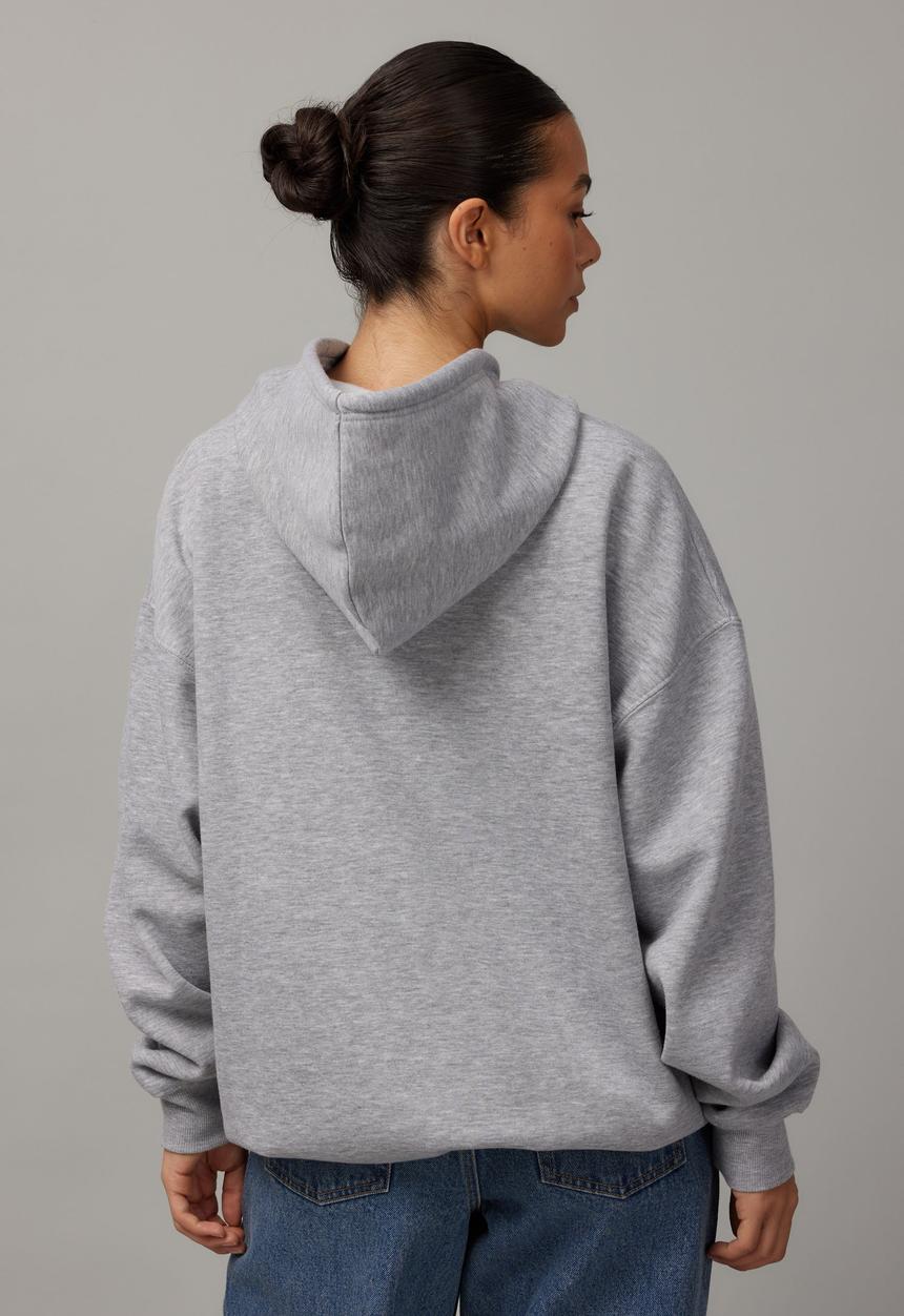 Factorie - Washed Zip Through Hoodie - Grey Marle