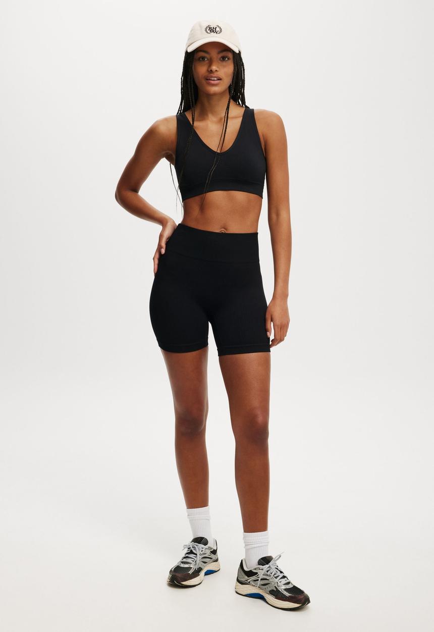 Cotton On - Seamless Rib Bike Short-Core Black