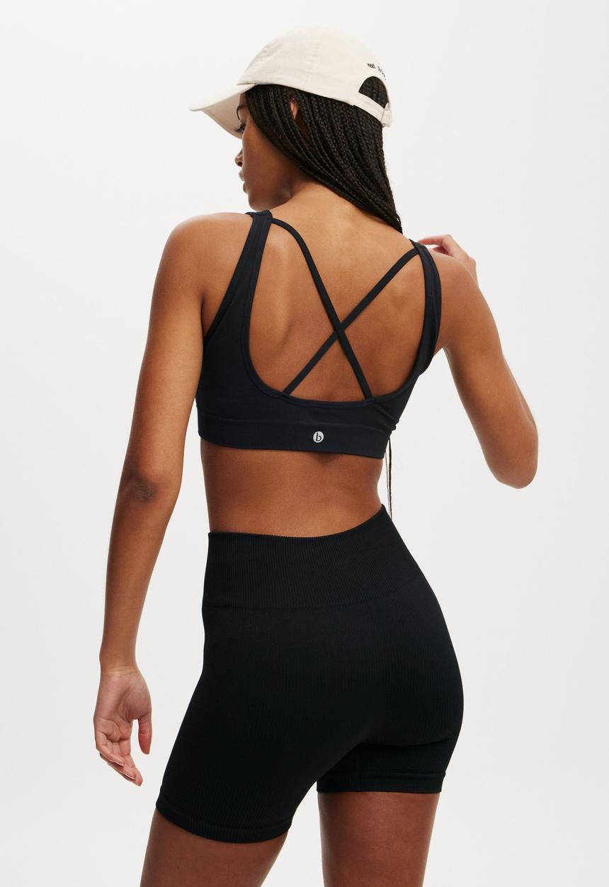 Cotton On - Seamless Rib Bike Short-Core Black