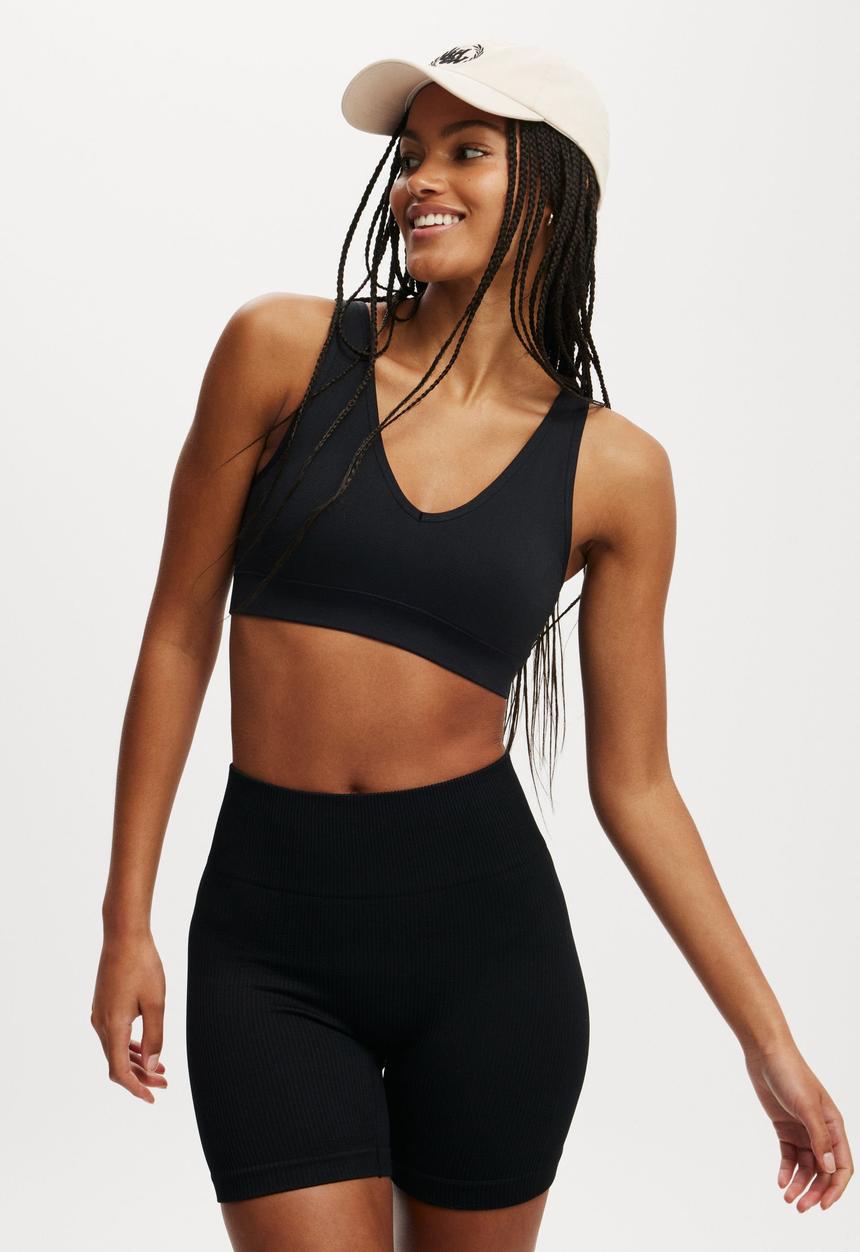 Cotton On - Seamless Rib Bike Short-Core Black