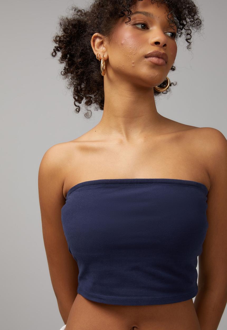 Crop Jersey Bandeau - Navy Blazer