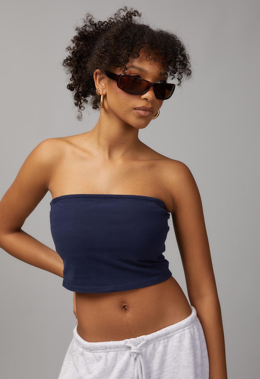 Factorie - Crop Jersey Bandeau - Navy Blazer