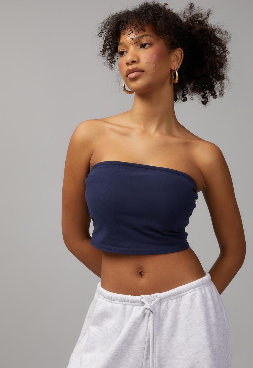 Factorie - Crop Jersey Bandeau - Navy Blazer