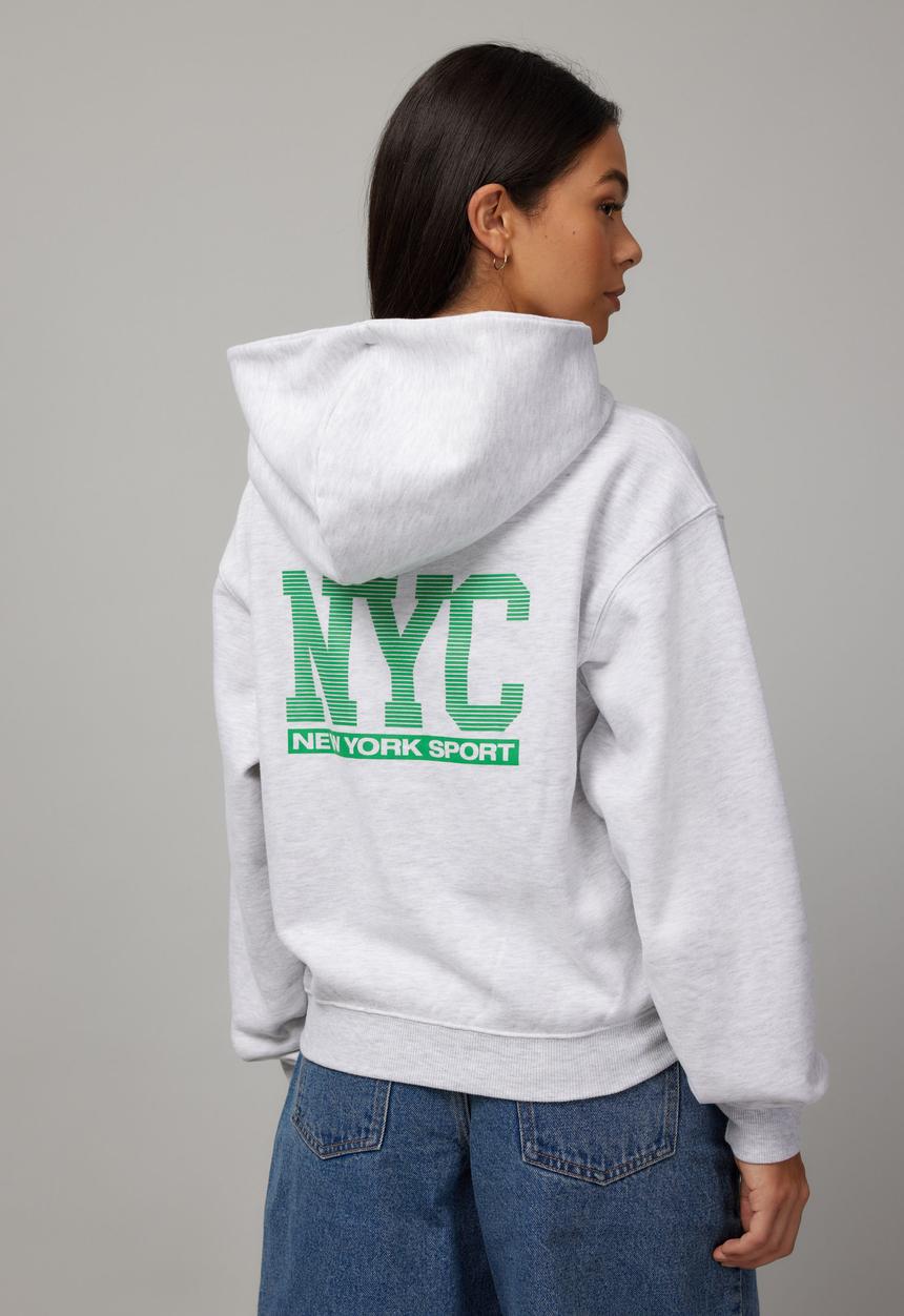 Factorie - Graphic Hoodie - Silver Marle/Ny Sport