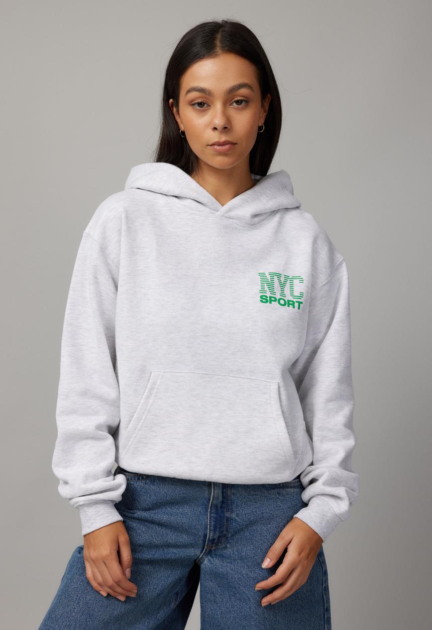 Factorie - Graphic Hoodie - Silver Marle/Ny Sport