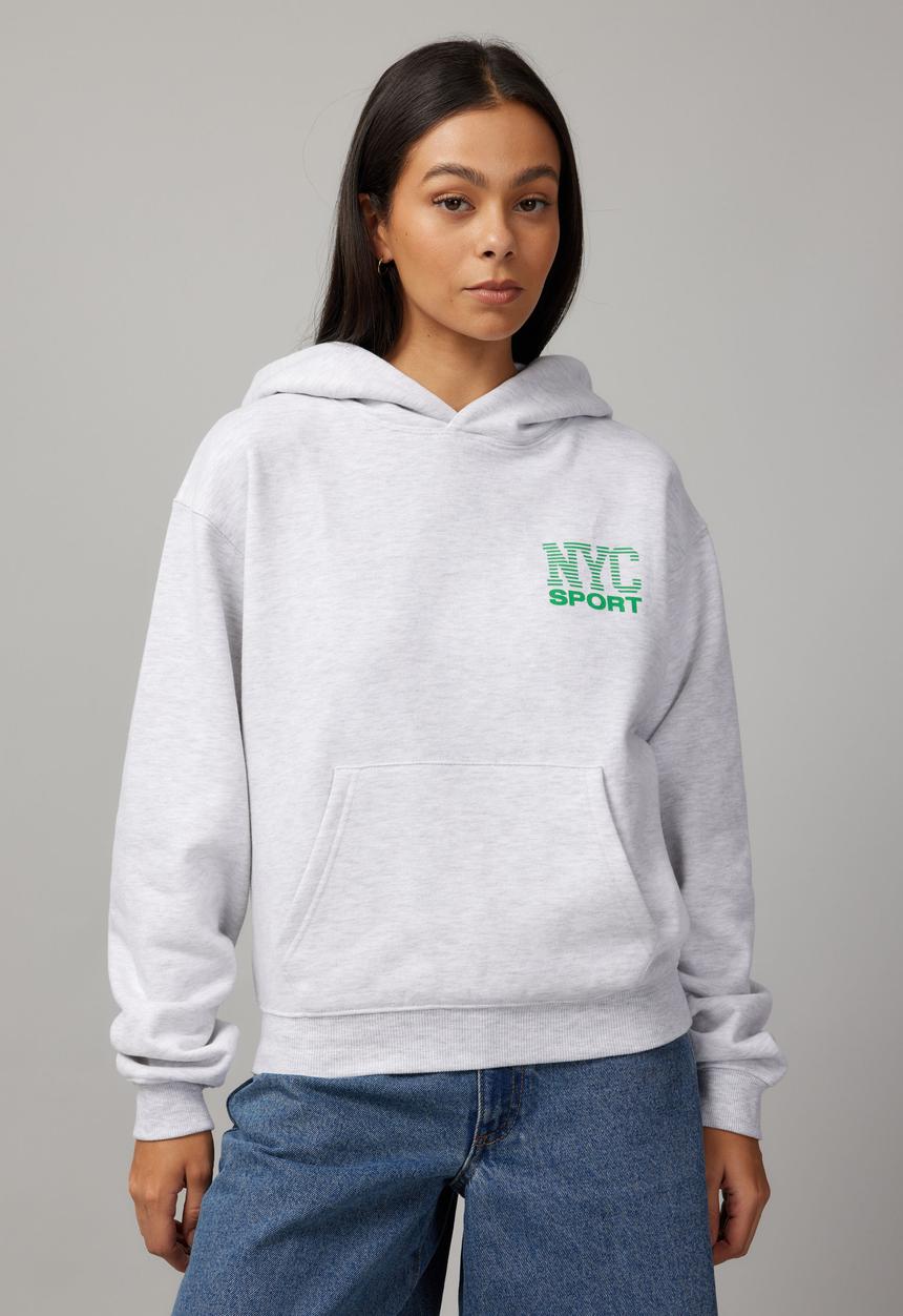 Factorie - Graphic Hoodie - Silver Marle/Ny Sport