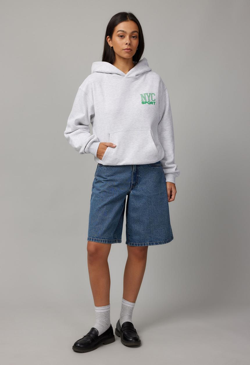 Factorie - Graphic Hoodie - Silver Marle/Ny Sport