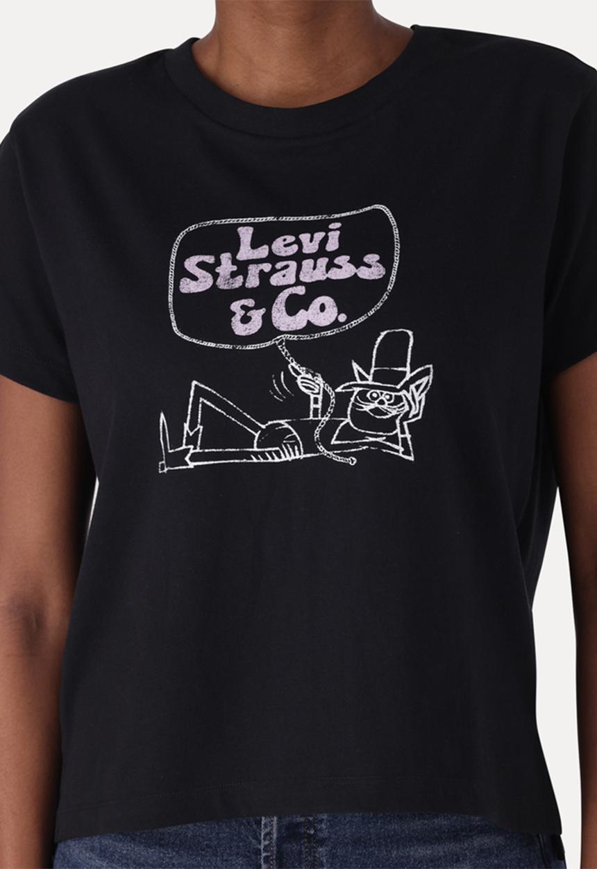 Levi’s® - Graphic boxy tshirt za - cat cowboy jet black