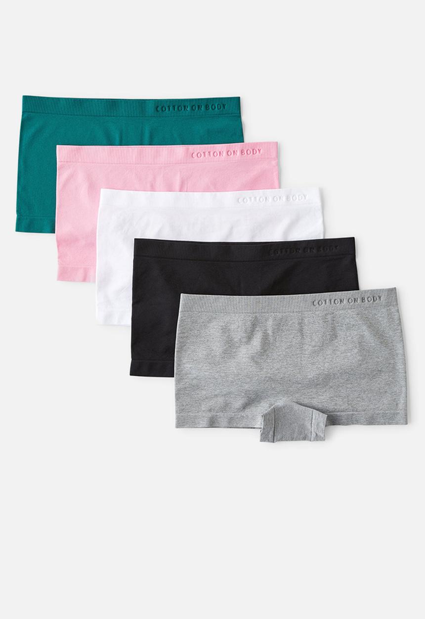 Cotton On - Seamless Light Weight Boyshort Brief 5 Pack - Multi