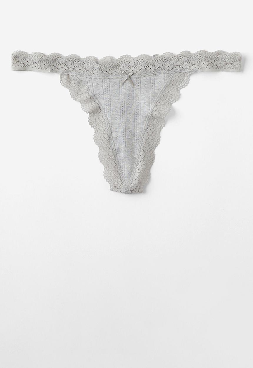 Cotton On - Organic Cotton Lace G String Brief 3 Pack - Multi