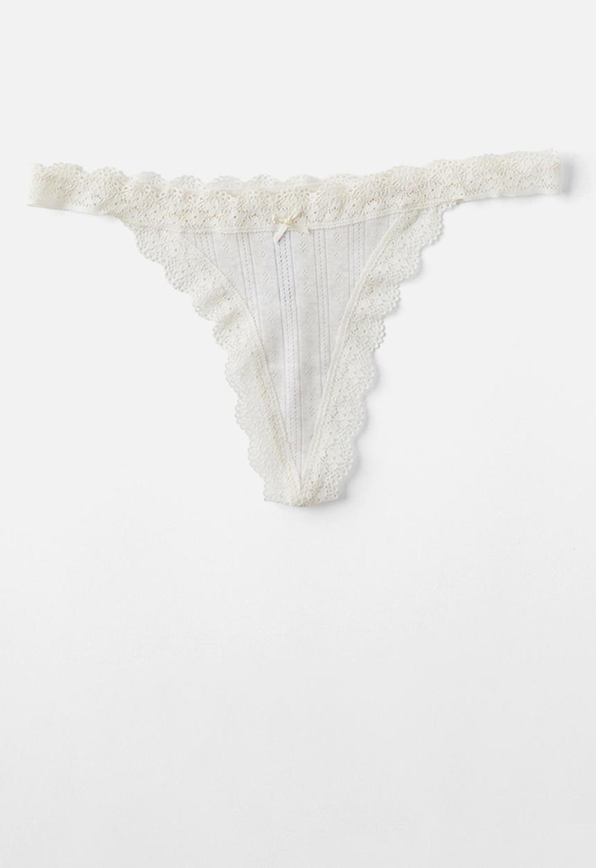 Cotton On - Organic Cotton Lace G String Brief 3 Pack - Multi