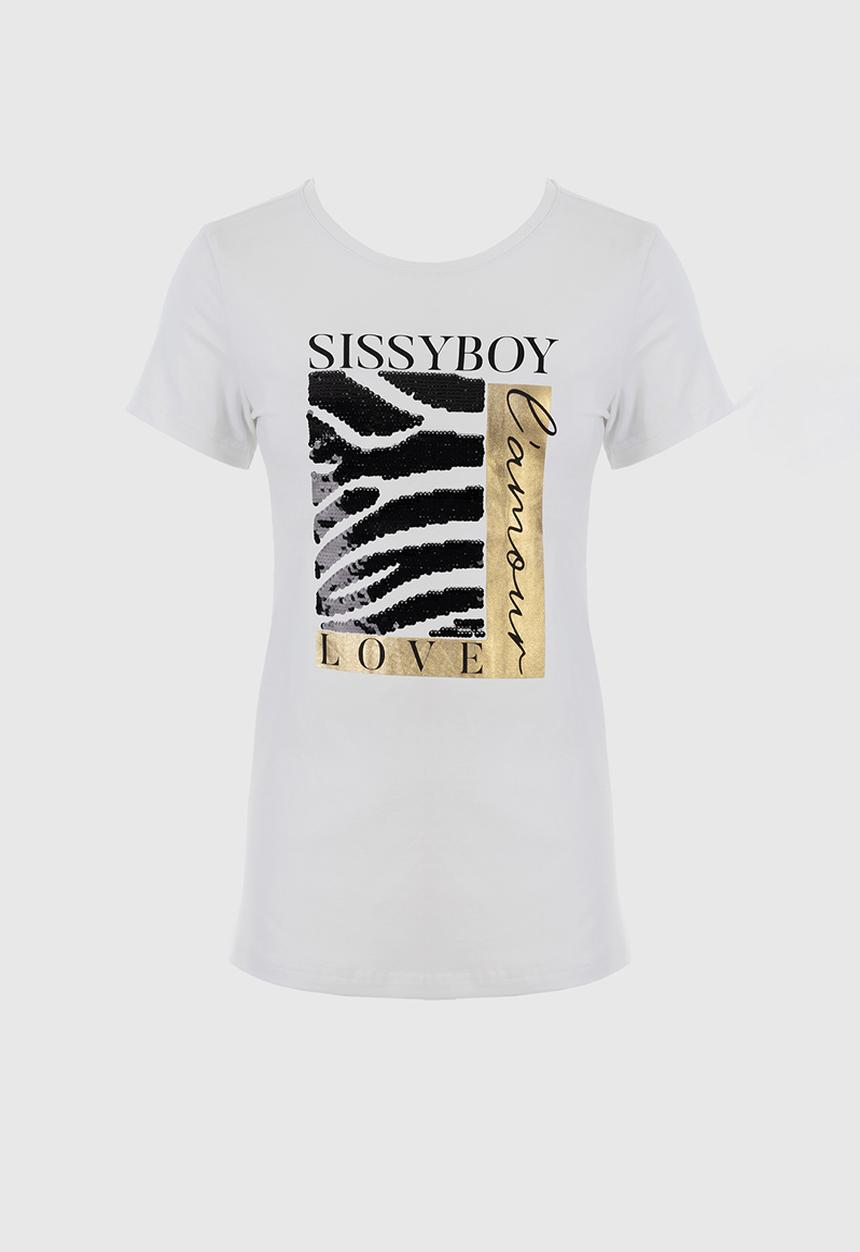 SISSY BOY - Criss Cross: Regular Fit Multi-Technique Logo Top - White