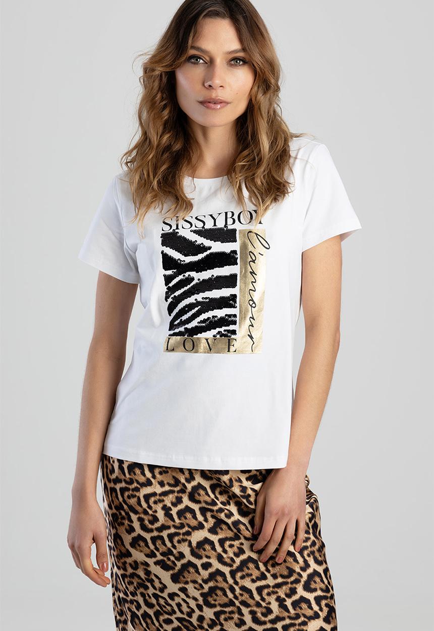 SISSY BOY - Criss Cross: Regular Fit Multi-Technique Logo Top - White