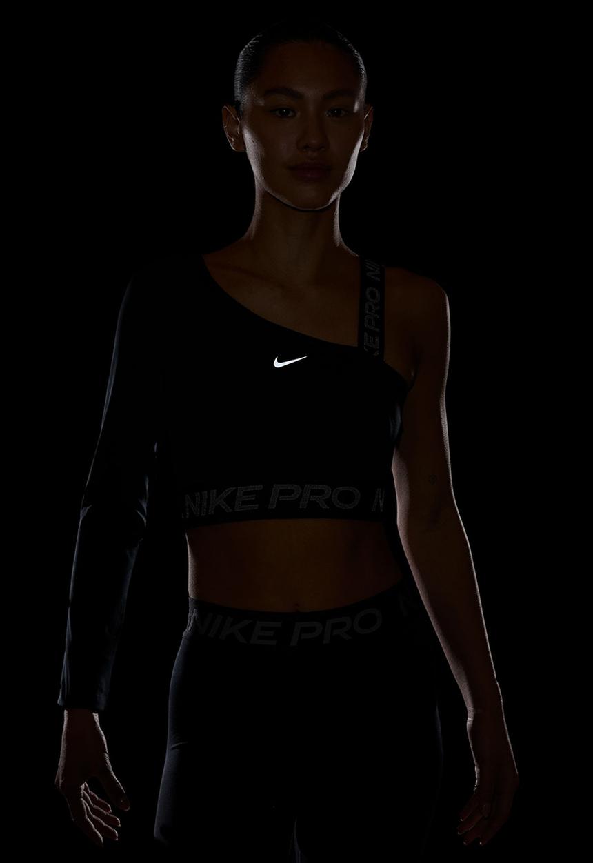 Nike - Nike Pro shine crop top - Black/Reflective Silv