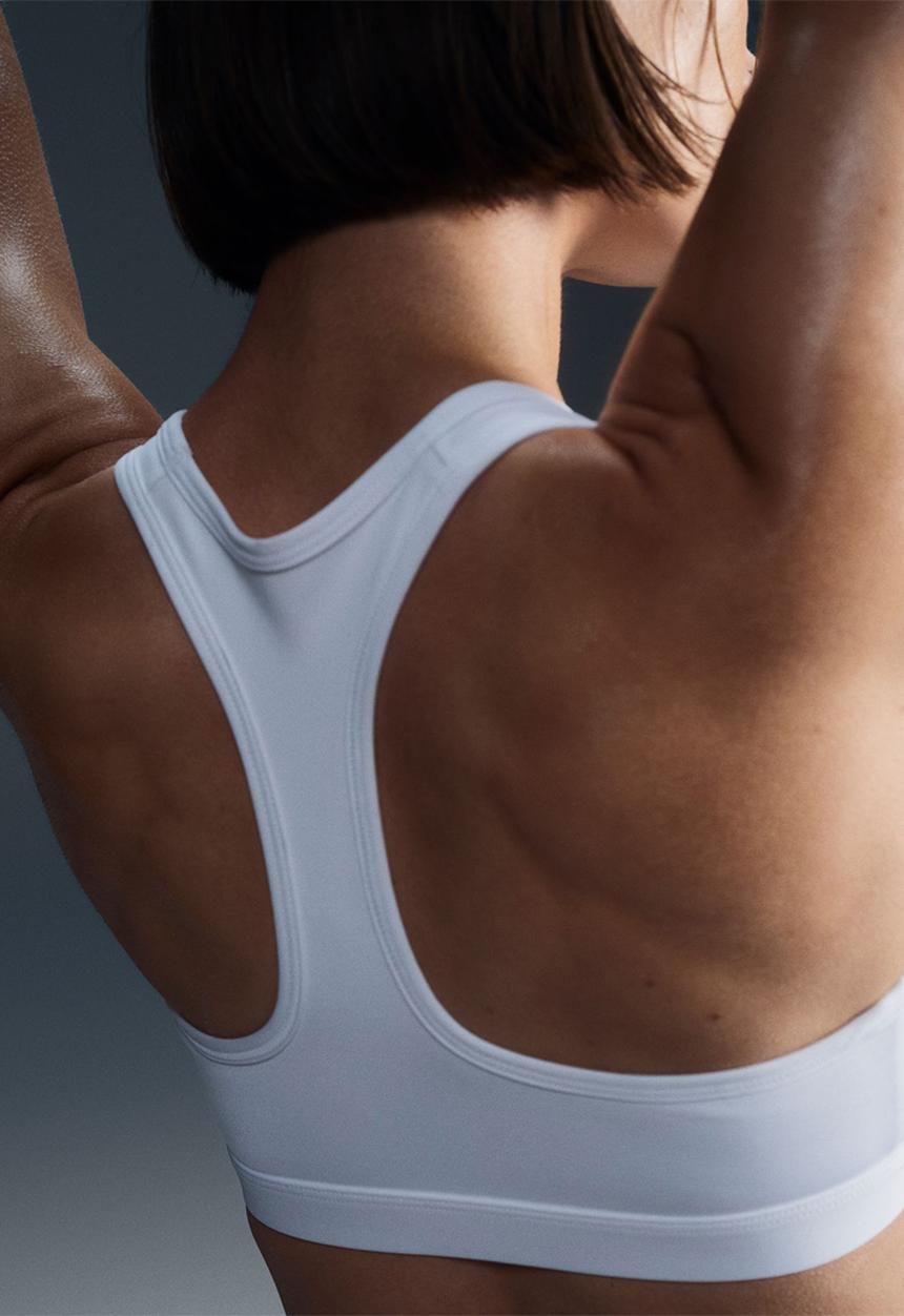 Nike - Nike Swoosh Medium-Support Bra - White/Stone Mauve/Black