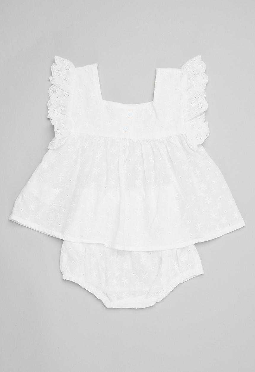 Pop Candy - Anglaise top & bloomer set-white