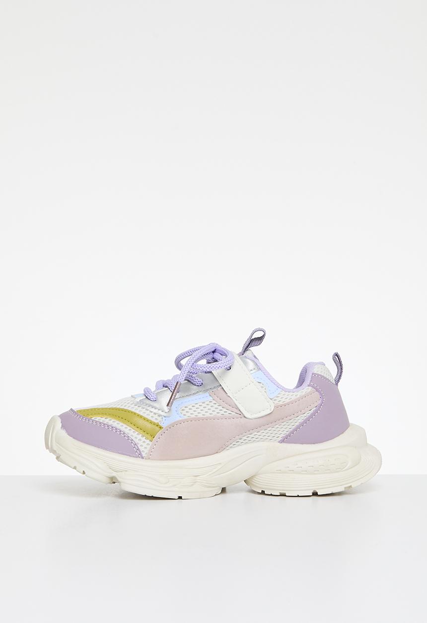 Pop Candy - Lace & velcro sneaker - purple & white