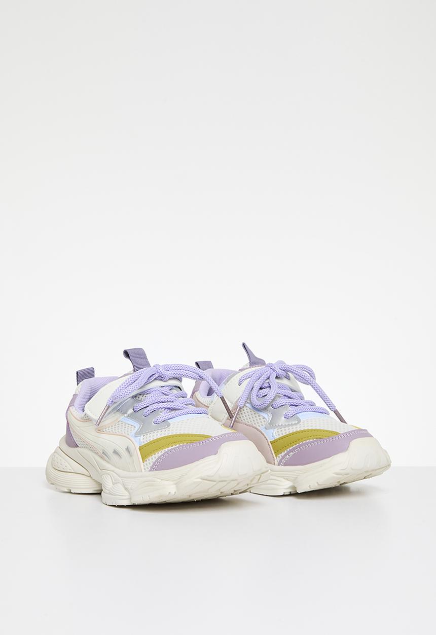 Pop Candy - Lace & velcro sneaker - purple & white
