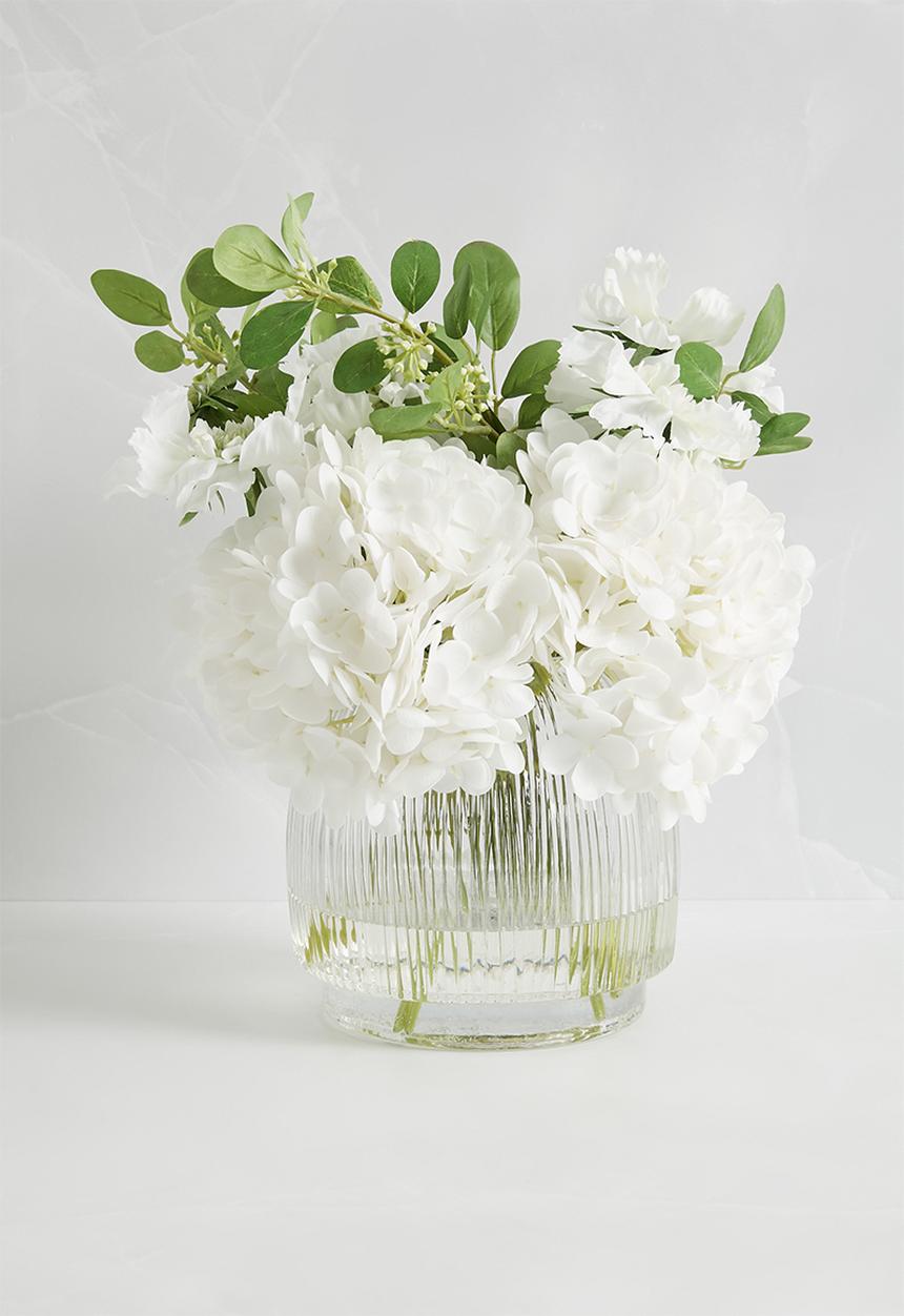 Silk By Design - Hydrangea & Scabiosa Arrangement - White