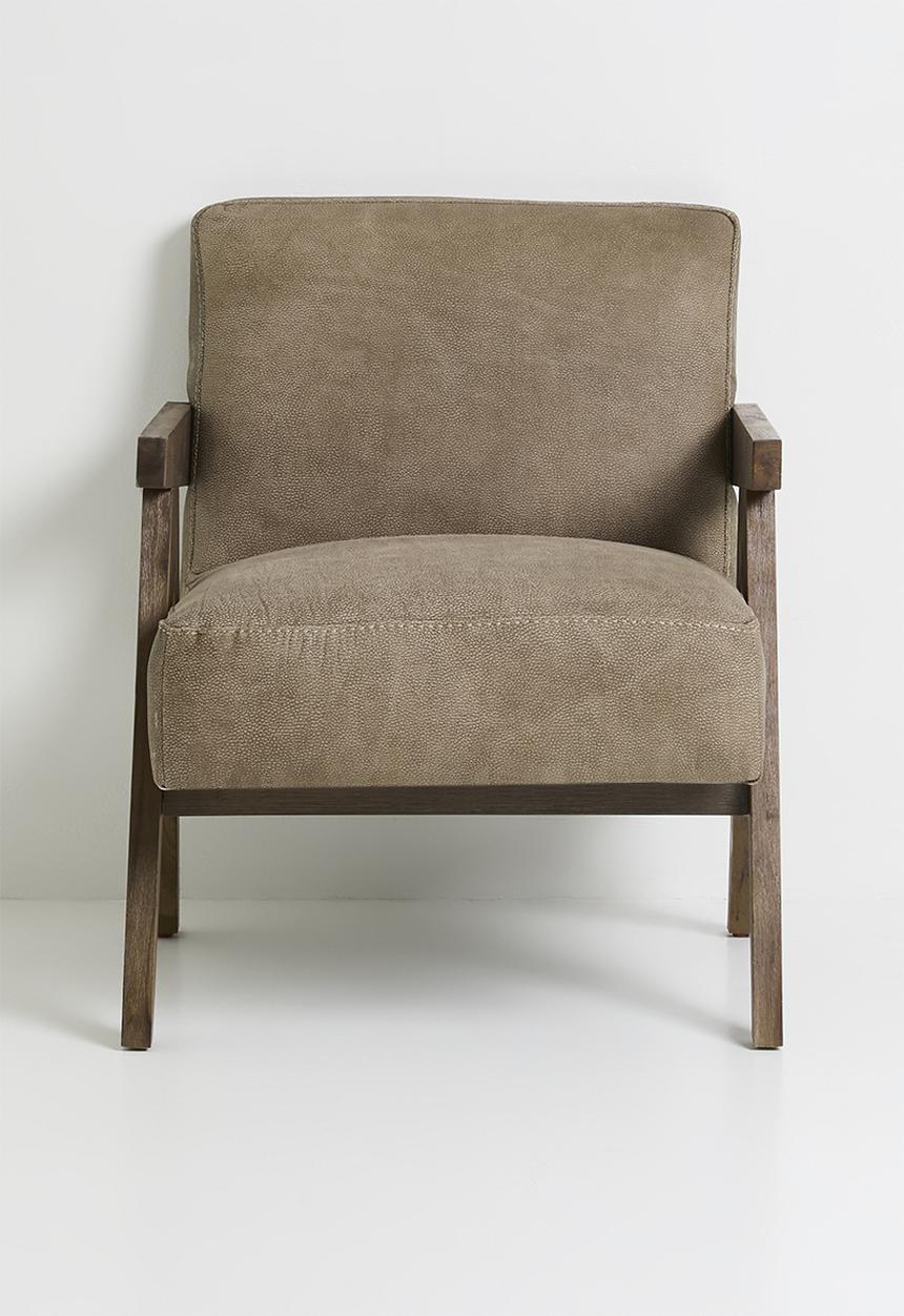 Sixth Floor - Corby genuine leather occasional chair - Walnut Andes stone