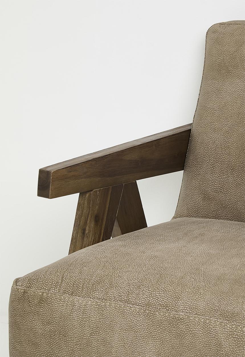 Sixth Floor - Corby genuine leather occasional chair - Walnut Andes stone