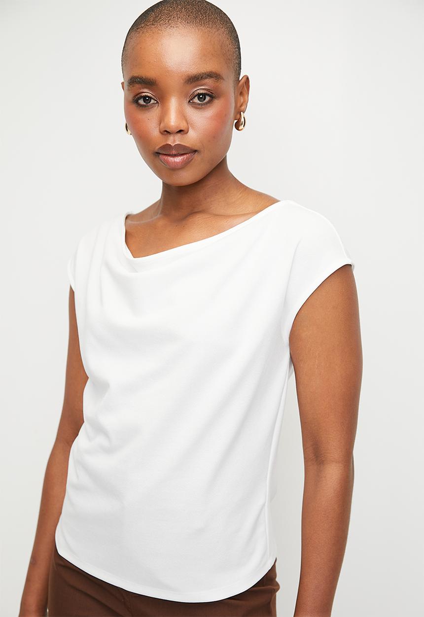 edit - Cowl Drape Top - White