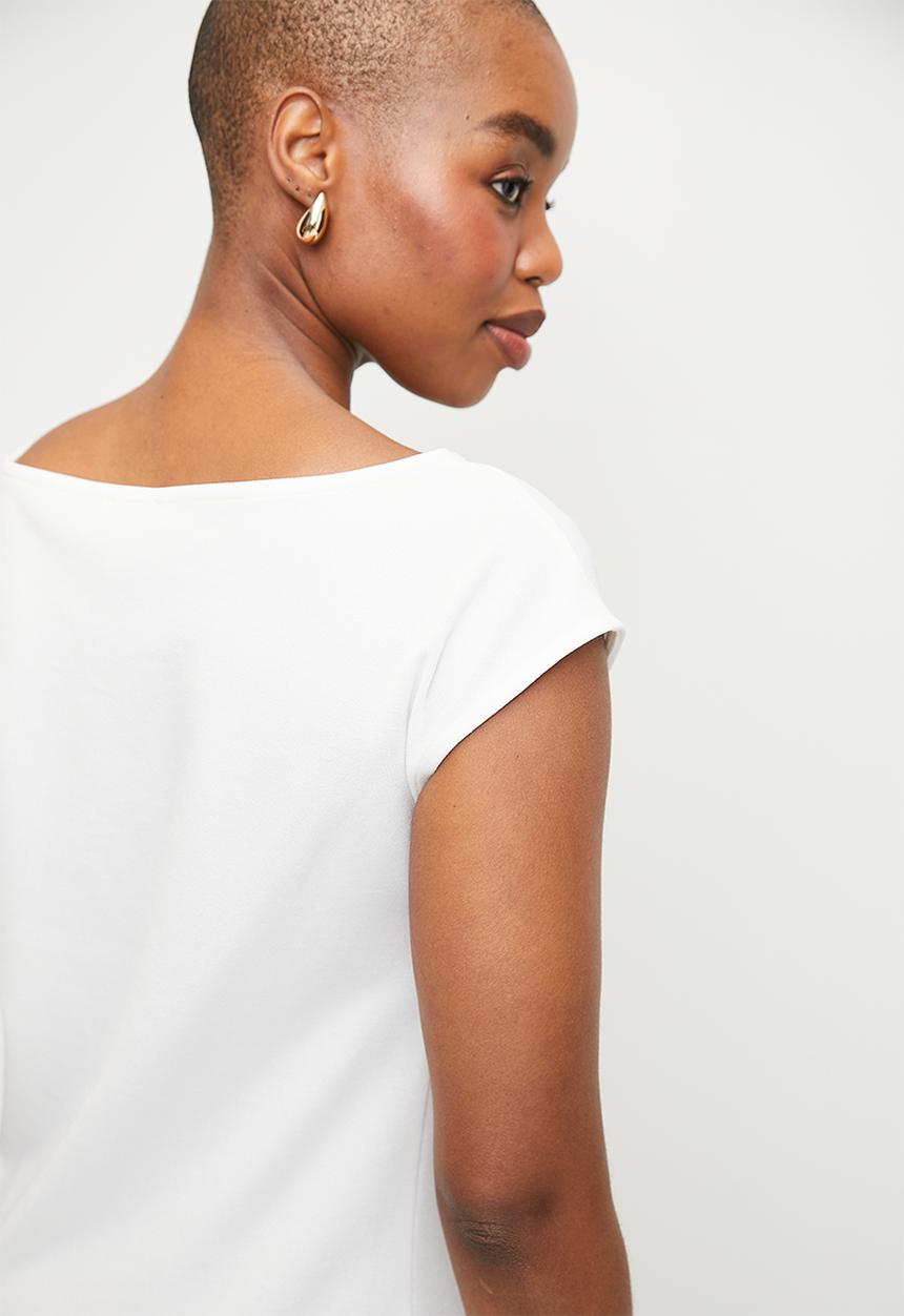 edit - Cowl Drape Top - White
