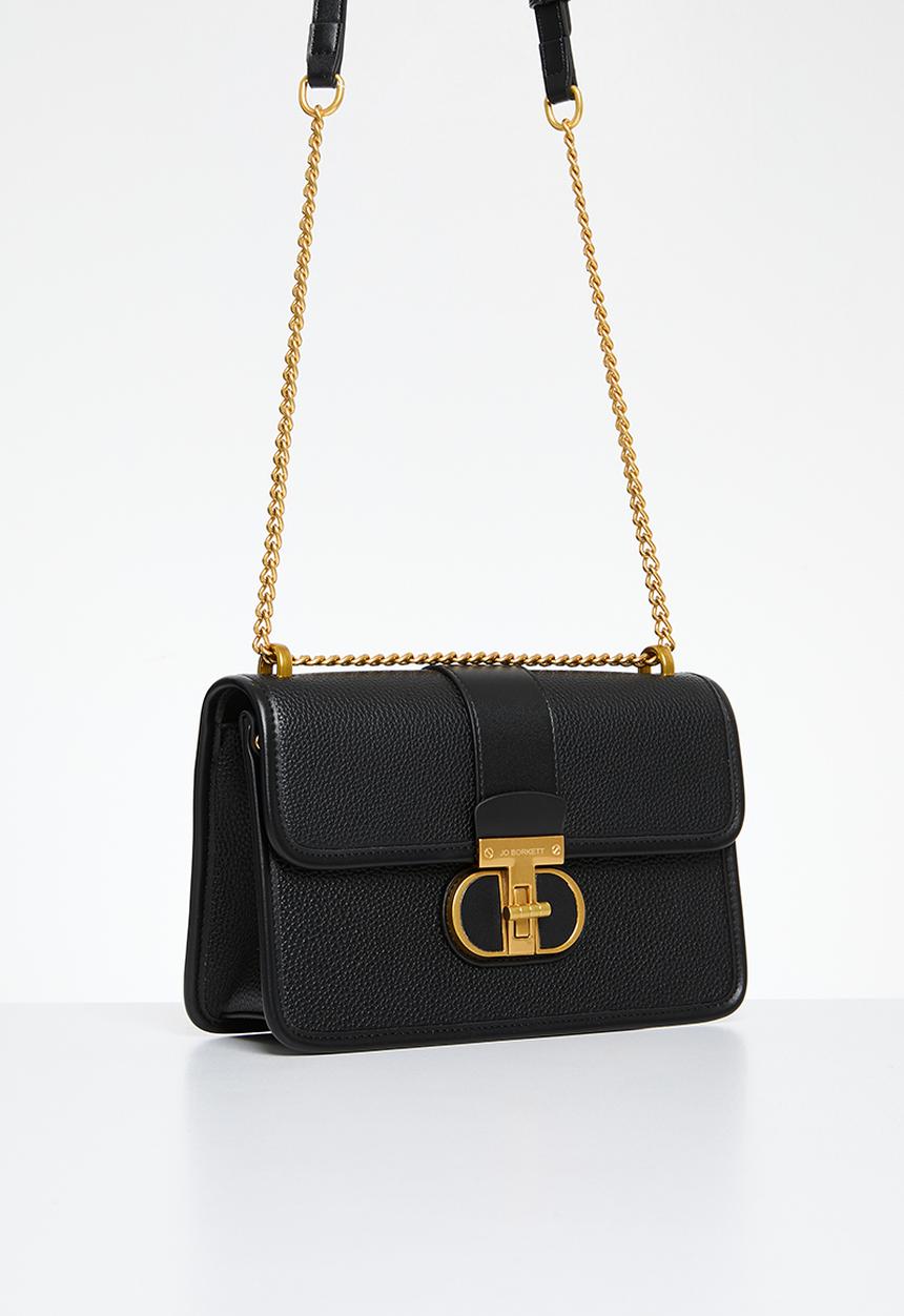 Jo Borkett - Monogram flapover sling - black