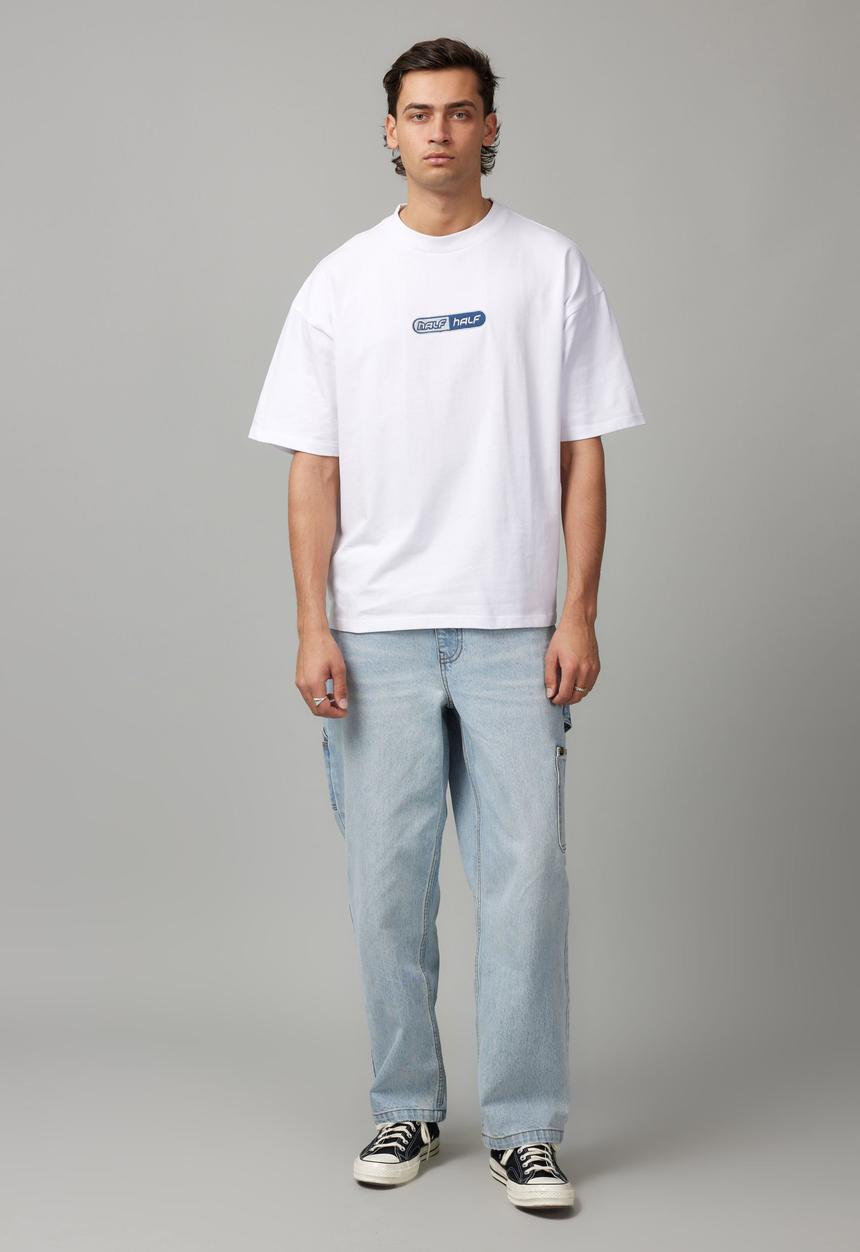 Factorie - Heavy Weight Box Fit Graphic Tshirt - Hh White/Half Half Pill