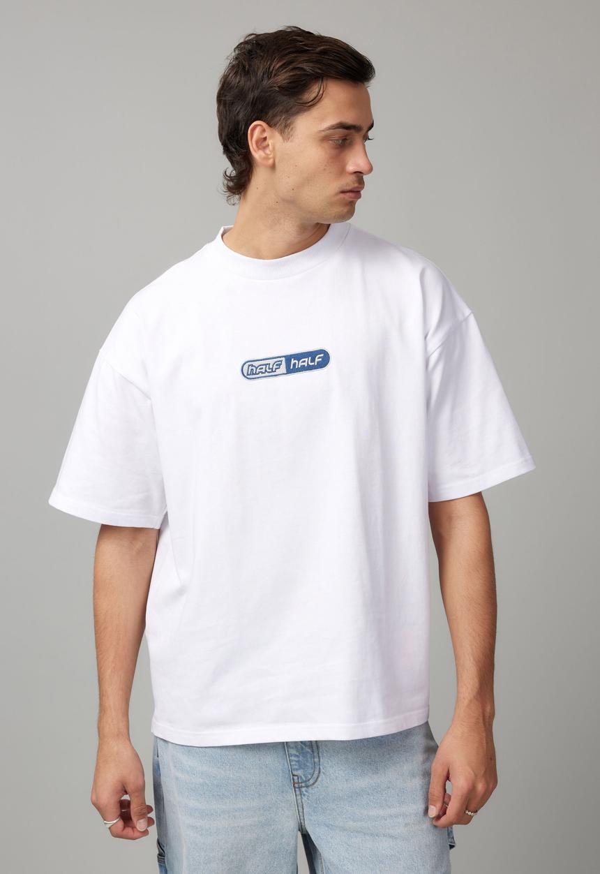 Factorie - Heavy Weight Box Fit Graphic Tshirt - Hh White/Half Half Pill