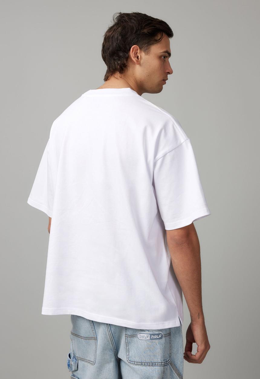 Factorie - Heavy Weight Box Fit Graphic Tshirt - Hh White/Half Half Pill