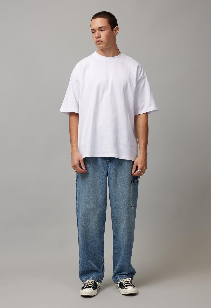 Half Half Baggy Painter Jean - Mid Vintage Blue