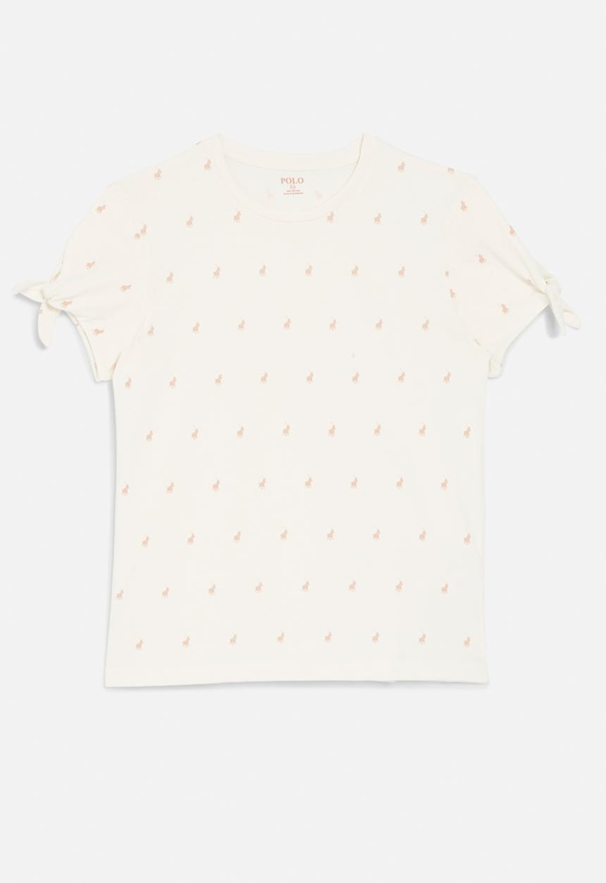 POLO - Girls zoe short sleeve monogram tee - off white