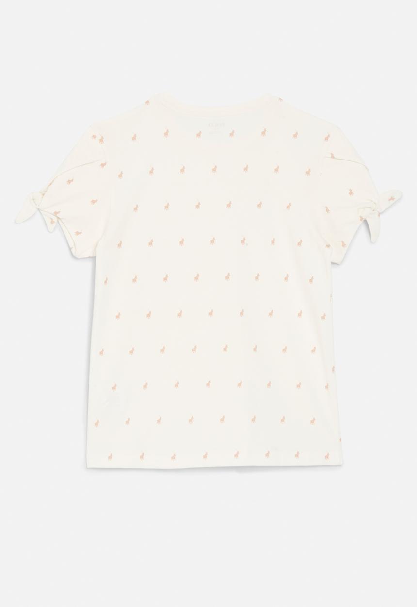 POLO - Girls zoe short sleeve monogram tee - off white