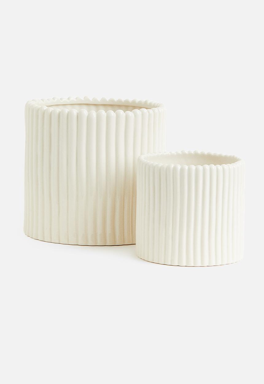 H&M - Stoneware plant pot - natural white