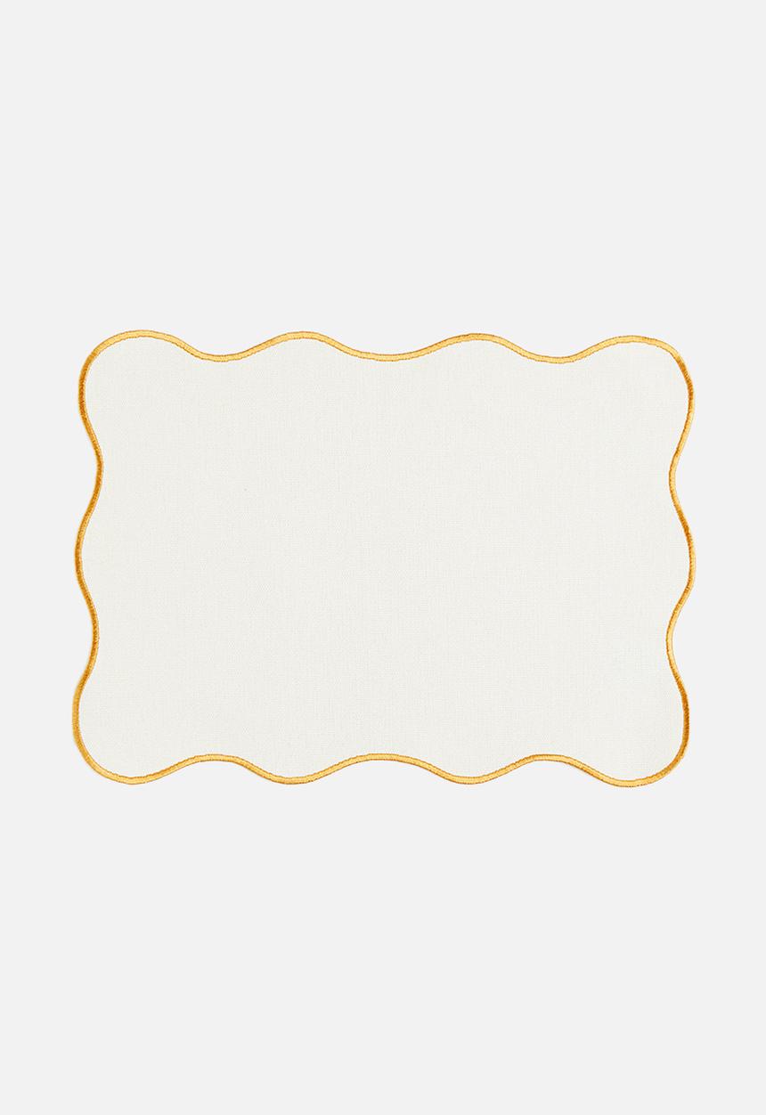 H&M - Scallop-edged place mat - cream/gold-coloured 