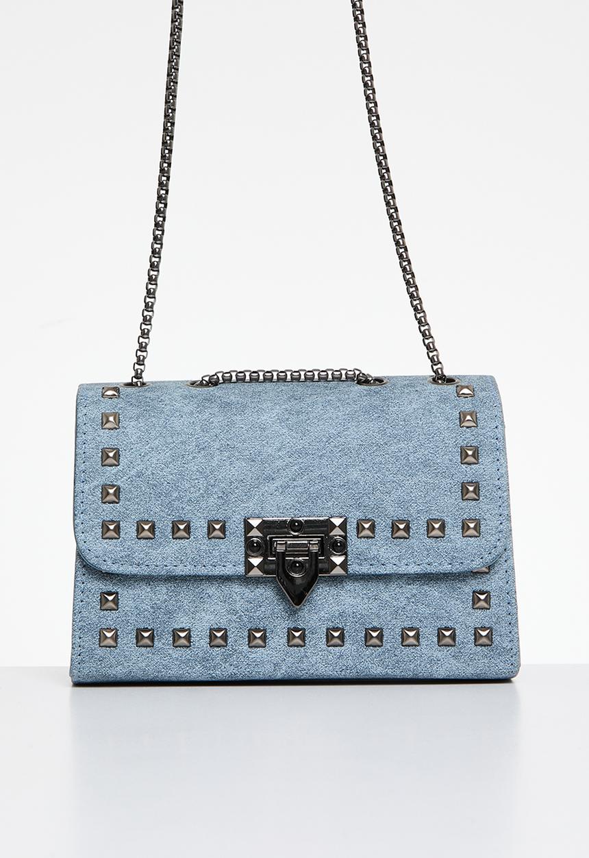 Superbalist - Denim studded shoulder bag-blue