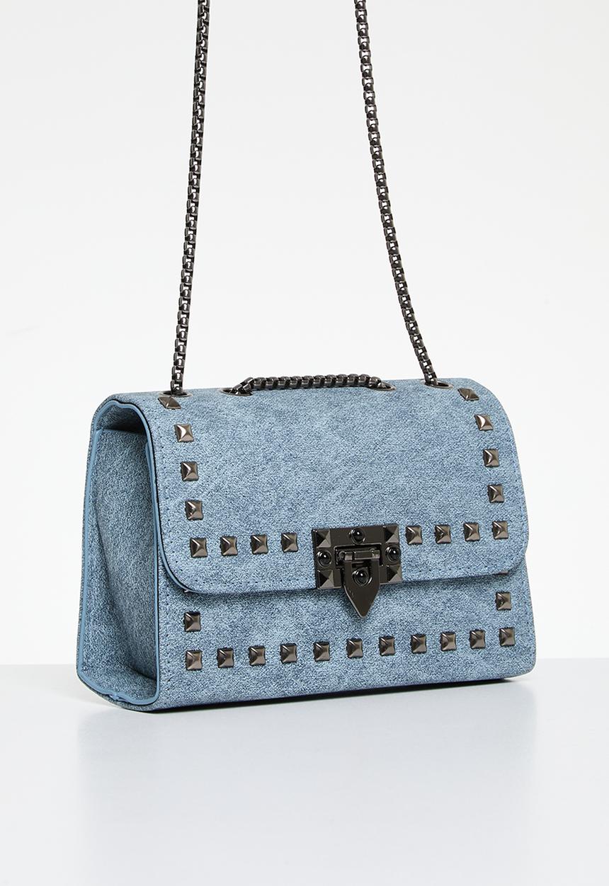Superbalist - Denim studded shoulder bag-blue