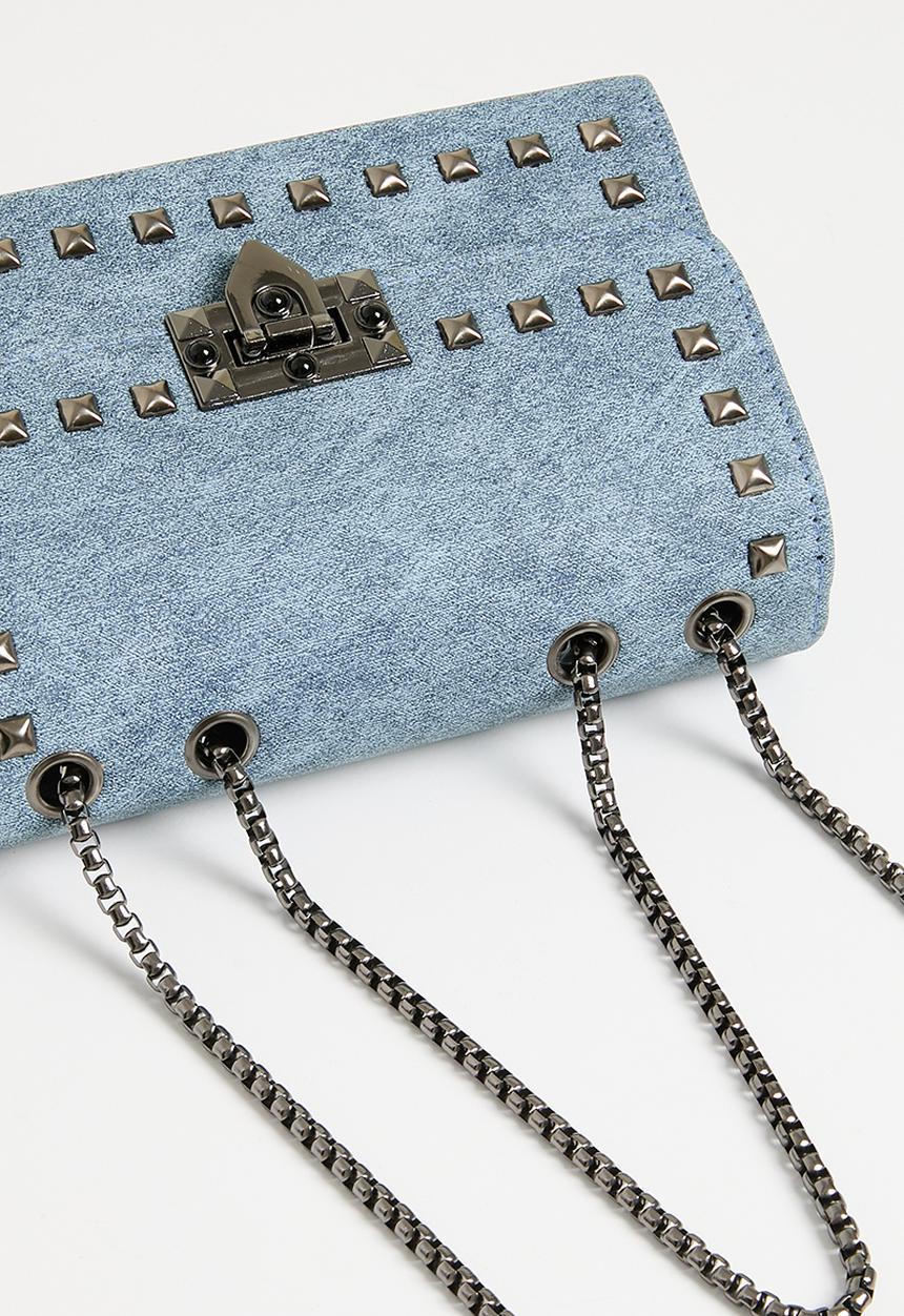 Superbalist - Denim studded shoulder bag-blue