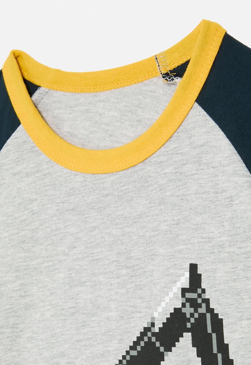 Pop Candy - Colour block raglan tee - grey & navy