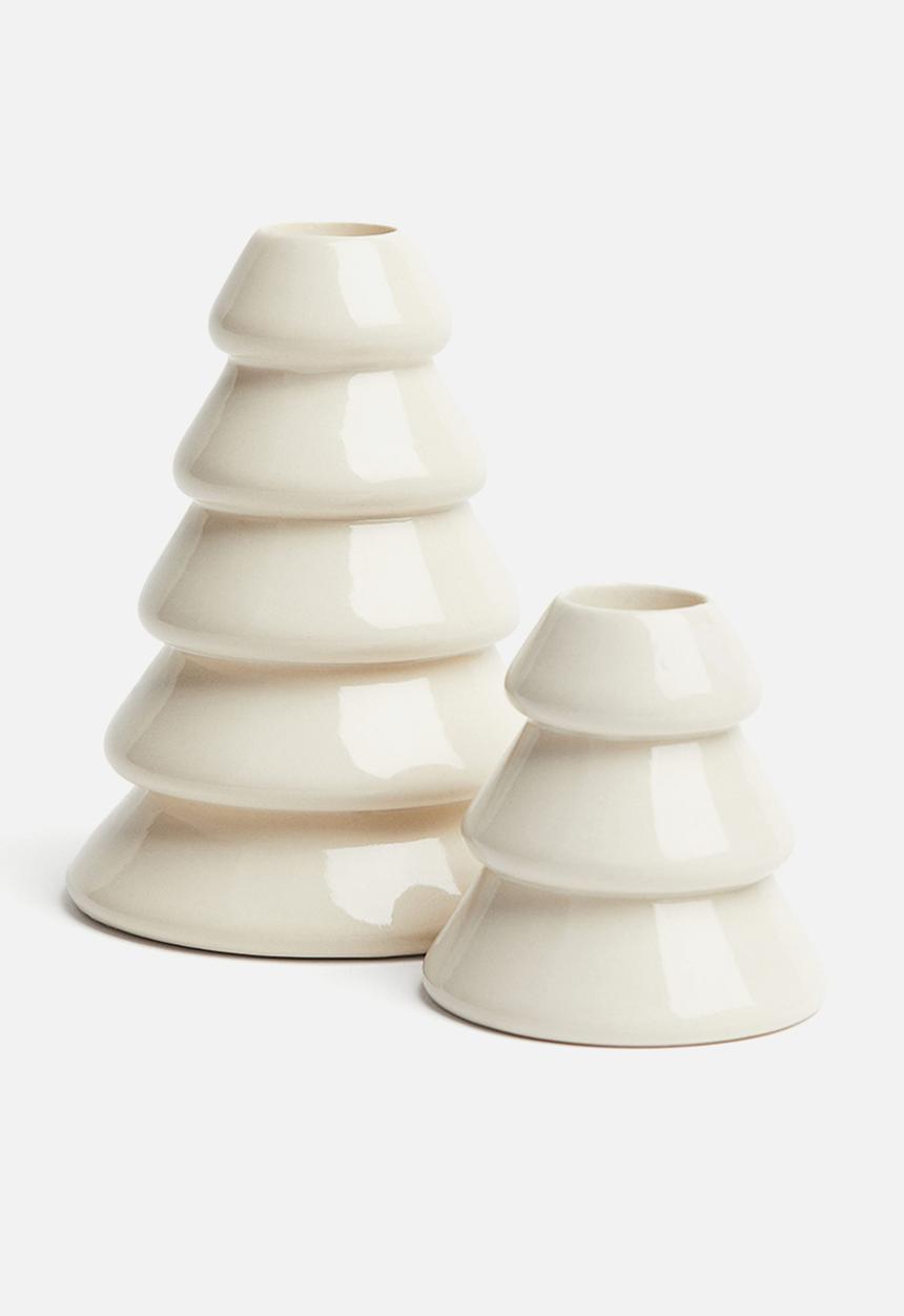 H&M - Stoneware candlestick - white